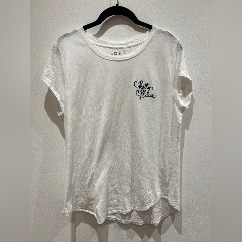 Loft T Shirt Pretty Please embroidered